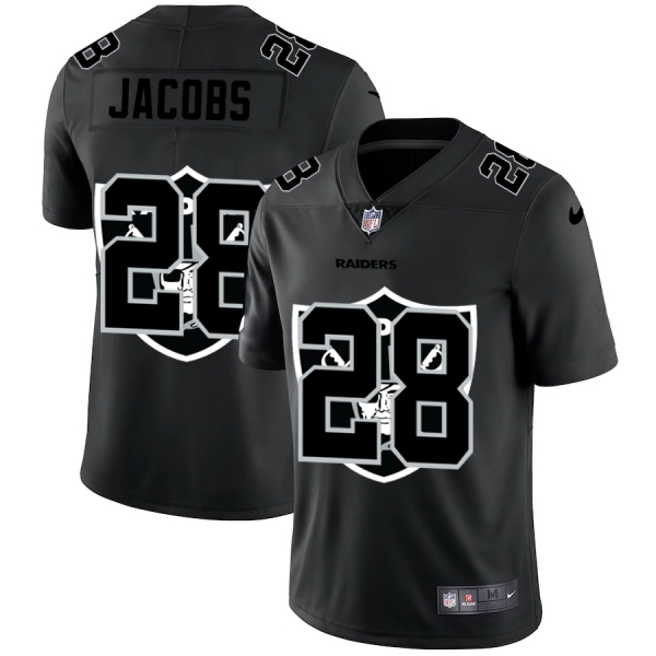 Las Vegas Raiders #28 Josh Jacobs Men's Nike Team Logo Dual Overlap Limited NFL Jersey Black