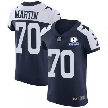 Nike Cowboys #70 Zack Martin Navy Blue Thanksgiving Men's Stitched With Established In 1960 Patch NFL Vapor Untouchable Throwback Elite Jersey