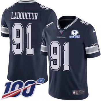 Nike Cowboys #91 L.P. Ladouceur Navy Blue Team Color Men's Stitched With Established In 1960 Patch NFL 100th Season Vapor Untouchable Limited Jersey