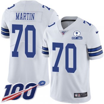 Nike Cowboys #70 Zack Martin White Men's Stitched With Established In 1960 Patch NFL 100th Season Vapor Untouchable Limited Jersey