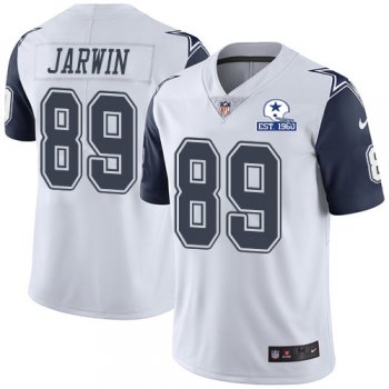 Nike Cowboys #89 Blake Jarwin White Men's Stitched With Established In 1960 Patch NFL Limited Rush Jersey