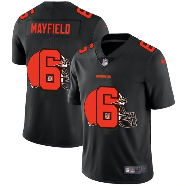 Cleveland Browns #6 Baker Mayfield Men's Nike Team Logo Dual Overlap Limited NFL Jersey Black