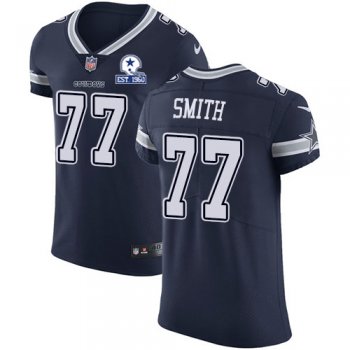 Nike Cowboys #77 Tyron Smith Navy Blue Team Color Men's Stitched With Established In 1960 Patch NFL Vapor Untouchable Elite Jersey