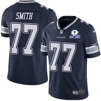 Nike Cowboys #77 Tyron Smith Navy Blue Team Color Men's Stitched With Established In 1960 Patch NFL Vapor Untouchable Limited Jersey