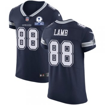 Nike Cowboys #88 CeeDee Lamb Navy Blue Team Color Men's Stitched With Established In 1960 Patch NFL Vapor Untouchable Elite Jersey