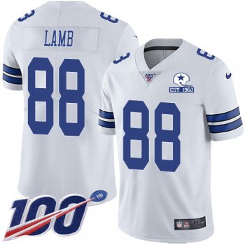 Nike Cowboys #88 CeeDee Lamb White Men's Stitched With Established In 1960 Patch NFL 100th Season Vapor Untouchable Limited Jersey