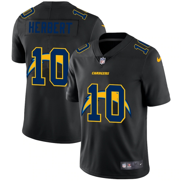 Los Angeles Chargers #10 Justin Herbert Men's Nike Team Logo Dual Overlap Limited NFL Jersey Black