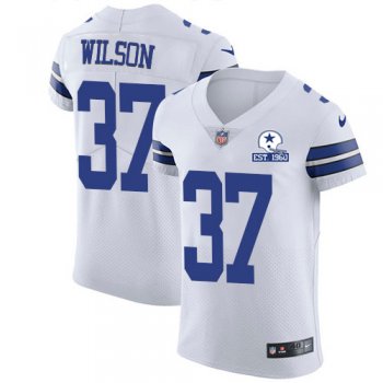 Nike Cowboys #37 Donovan Wilson White Men's Stitched With Established In 1960 Patch NFL New Elite Jersey