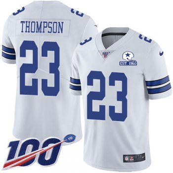 Nike Cowboys #23 Darian Thompson White Men's Stitched With Established In 1960 Patch NFL 100th Season Vapor Untouchable Limited Jersey