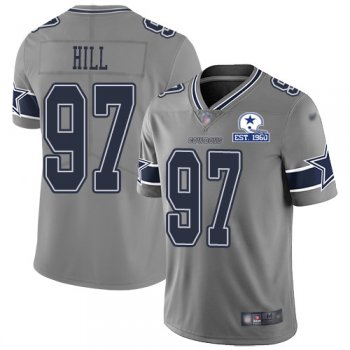 Nike Cowboys #97 Trysten Hill Gray Men's Stitched With Established In 1960 Patch NFL Limited Inverted Legend Jersey