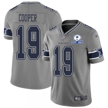 Nike Cowboys #19 Amari Cooper Gray Men's Stitched With Established In 1960 Patch NFL Limited Inverted Legend Jersey