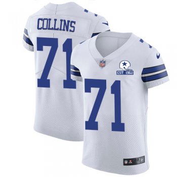 Nike Cowboys #71 La'el Collins White Men's Stitched With Established In 1960 Patch NFL New Elite Jersey