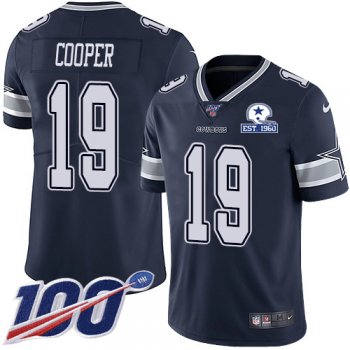 Nike Cowboys #19 Amari Cooper Navy Blue Team Color Men's Stitched With Established In 1960 Patch NFL 100th Season Vapor Untouchable Limited Jersey