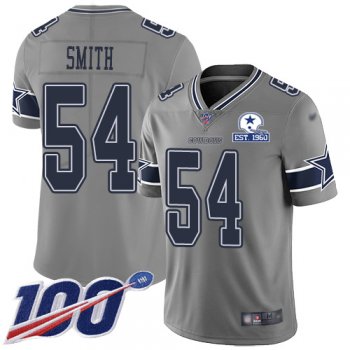 Nike Cowboys #54 Jaylon Smith Gray Men's Stitched With Established In 1960 Patch NFL Limited Inverted Legend 100th Season Jersey