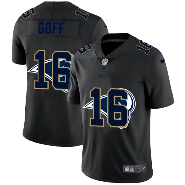 Los Angeles Rams #16 Jared Goff Men's Nike Team Logo Dual Overlap Limited NFL Jersey Black