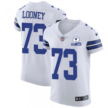 Nike Cowboys #73 Joe Looney White Men's Stitched With Established In 1960 Patch NFL New Elite Jersey