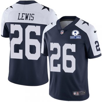 Nike Cowboys #26 Jourdan Lewis Navy Blue Thanksgiving Men's Stitched With Established In 1960 Patch NFL Vapor Untouchable Limited Throwback Jersey