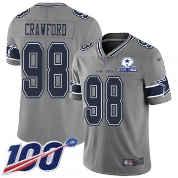 Nike Cowboys #98 Tyrone Crawford Gray Men's Stitched With Established In 1960 Patch NFL Limited Inverted Legend 100th Season Jersey