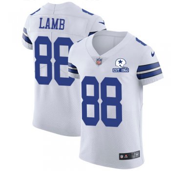 Nike Cowboys #88 CeeDee Lamb White Men's Stitched With Established In 1960 Patch NFL New Elite Jersey