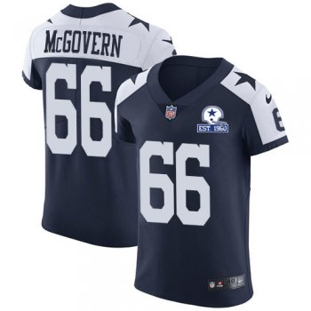 Nike Cowboys #66 Connor McGovern Navy Blue Thanksgiving Men's Stitched With Established In 1960 Patch NFL Vapor Untouchable Throwback Elite Jersey