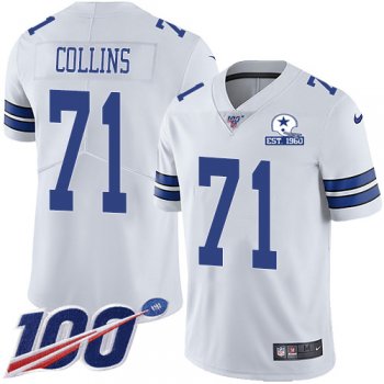 Nike Cowboys #71 La'el Collins White Men's Stitched With Established In 1960 Patch NFL 100th Season Vapor Untouchable Limited Jersey