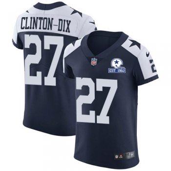 Nike Cowboys #27 Ha Ha Clinton-Dix Navy Blue Thanksgiving Men's Stitched With Established In 1960 Patch NFL Vapor Untouchable Throwback Elite Jersey