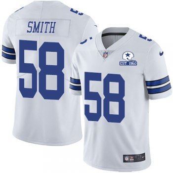 Nike Cowboys #58 Aldon Smith White Men's Stitched With Established In 1960 Patch NFL Vapor Untouchable Limited Jersey