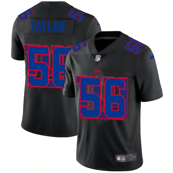 New York Giants #56 Lawrence Taylor Men's Nike Team Logo Dual Overlap Limited NFL Jersey Black