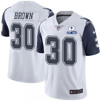 Nike Cowboys #30 Anthony Brown White Men's Stitched With Established In 1960 Patch NFL Limited Rush Jersey