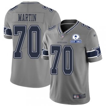 Nike Cowboys #70 Zack Martin Gray Men's Stitched With Established In 1960 Patch NFL Limited Inverted Legend Jersey