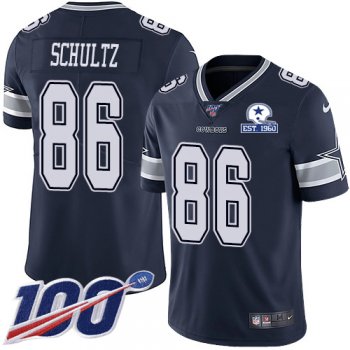 Nike Cowboys #86 Dalton Schultz Navy Blue Team Color Men's Stitched With Established In 1960 Patch NFL 100th Season Vapor Untouchable Limited Jersey