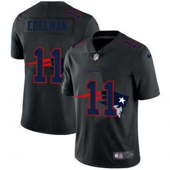 New England Patriots #11 Julian Edelman Men's Nike Team Logo Dual Overlap Limited NFL Jersey Black