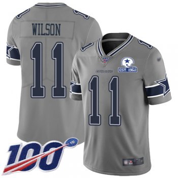 Nike Cowboys #11 Cedrick Wilson Gray Men's Stitched With Established In 1960 Patch NFL Limited Inverted Legend 100th Season Jersey