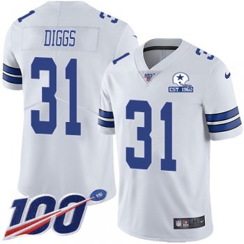 Nike Cowboys #31 Trevon Diggs White Men's Stitched With Established In 1960 Patch NFL 100th Season Vapor Untouchable Limited Jersey