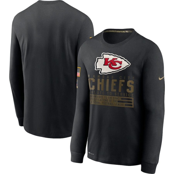 Kansas City Chiefs Nike 2020 Salute to Service Sideline Performance Long Sleeve T-Shirt - Black