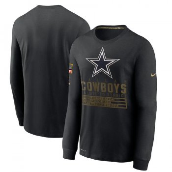 Dallas Cowboys Nike 2020 Salute to Service Sideline Performance Long Sleeve T-Shirt - Black