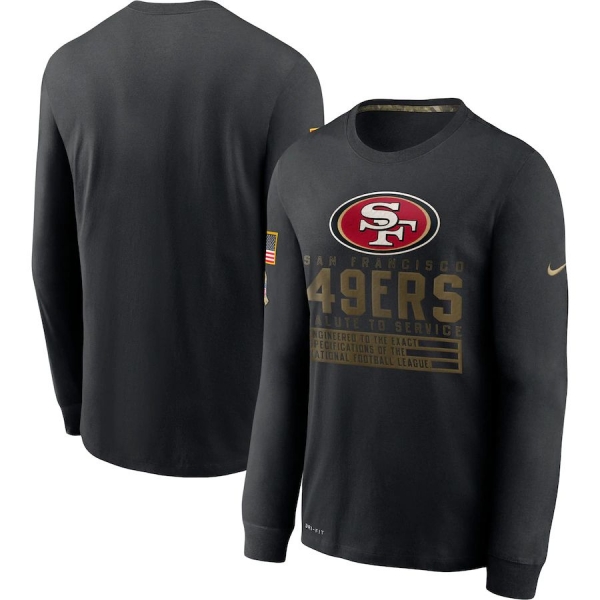 San Francisco 49ers Nike 2020 Salute to Service Sideline Performance Long Sleeve T-Shirt - Black