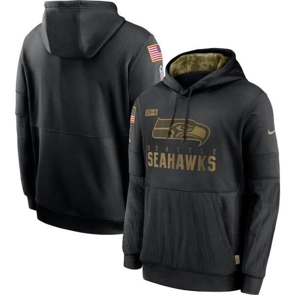 Seattle Seahawks Nike 2020 Salute to Service Sideline Performance Pullover Hoodie - Black