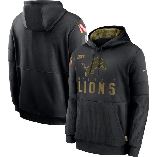 Detroit Lions Nike 2020 Salute to Service Sideline Performance Pullover Hoodie - Black