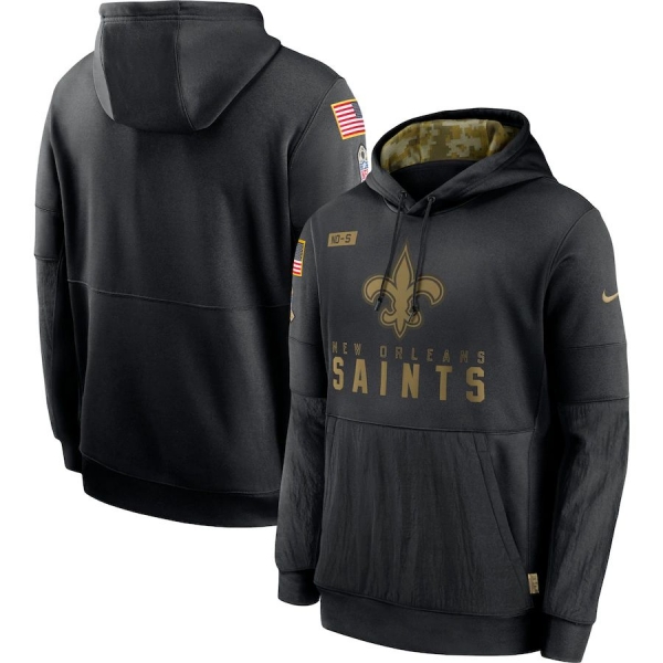 New Orleans Saints Nike 2020 Salute to Service Sideline Performance Pullover Hoodie - Black