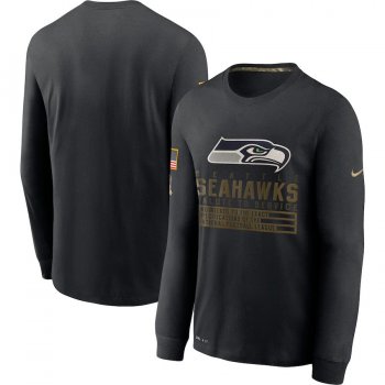 Seattle Seahawks Nike 2020 Salute to Service Sideline Performance Long Sleeve T-Shirt - Black