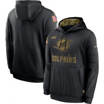 Miami Dolphins Nike 2020 Salute to Service Sideline Performance Pullover Hoodie - Black