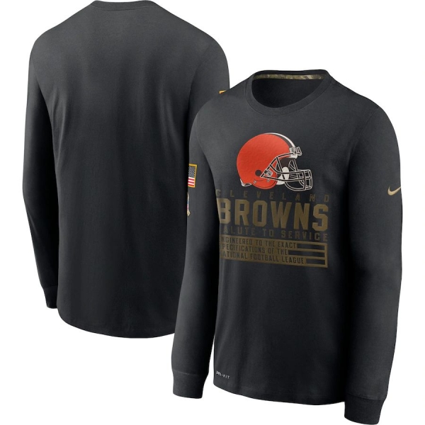 Cleveland Browns Nike 2020 Salute to Service Sideline Performance Long Sleeve T-Shirt - Black