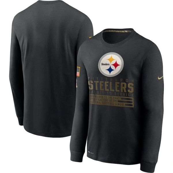 Pittsburgh Steelers Nike 2020 Salute to Service Sideline Performance Long Sleeve T-Shirt - Black