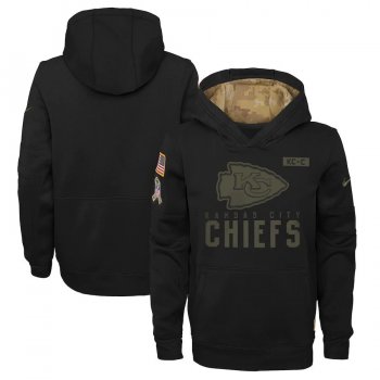 Youth Kansas City Chiefs Nike 2020 Salute to Service Pullover Performance Hoodie - Black