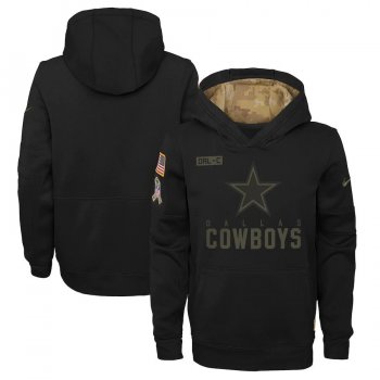 Youth Dallas Cowboys Nike 2020 Salute to Service Pullover Performance Hoodie - Black