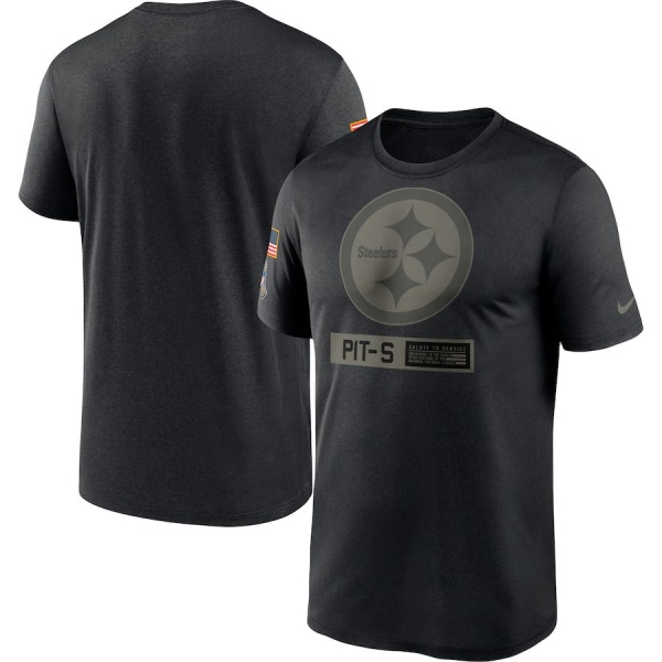 Pittsburgh Steelers Nike 2020 Salute to Service Team Logo Performance T-Shirt - Black