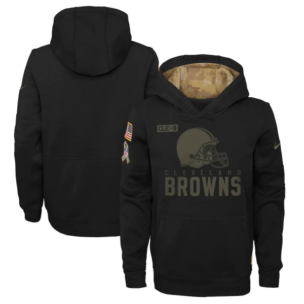 Youth Cleveland Browns Nike 2020 Salute to Service Pullover Performance Hoodie - Black