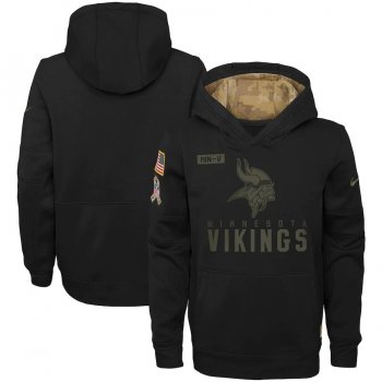 Youth Minnesota Vikings Nike 2020 Salute to Service Pullover Performance Hoodie - Black