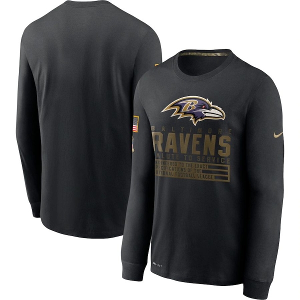 Baltimore Ravens Nike 2020 Salute to Service Sideline Performance Long Sleeve T-Shirt - Black